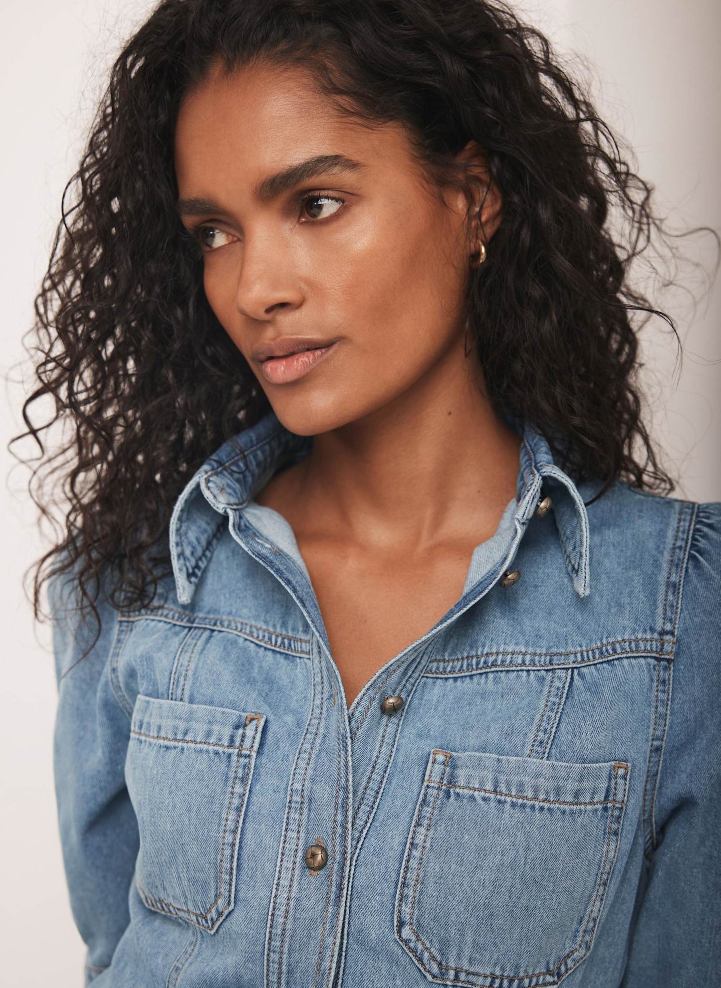 Blue Denim Midi Shirt Dress