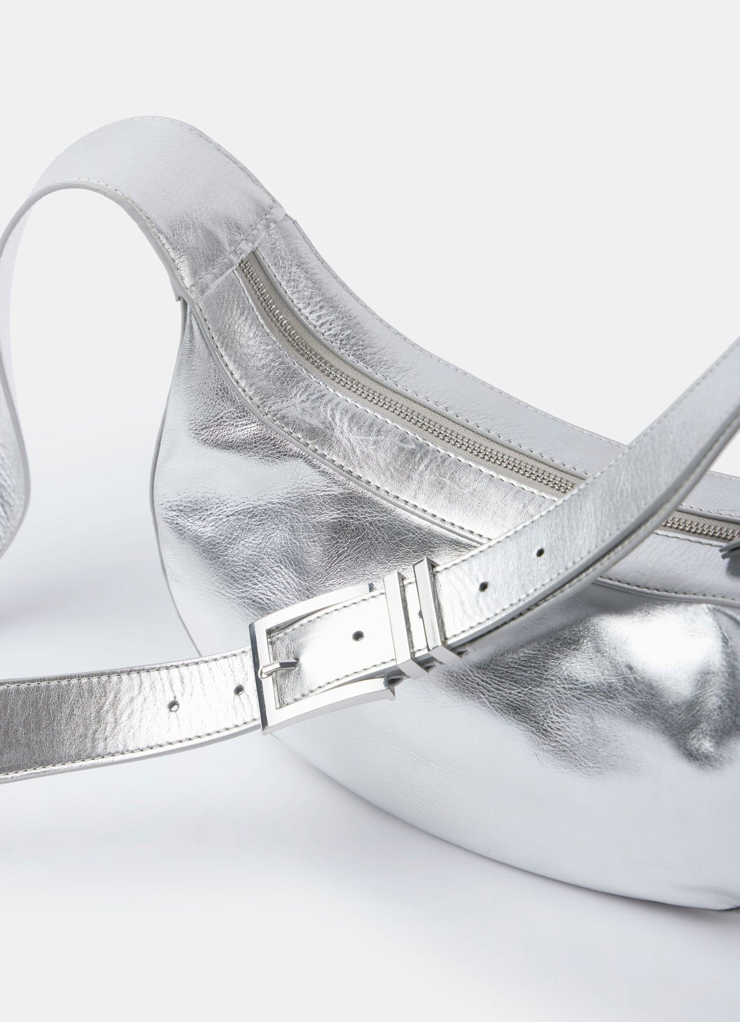 Frankie Silver Leather Sling Bag