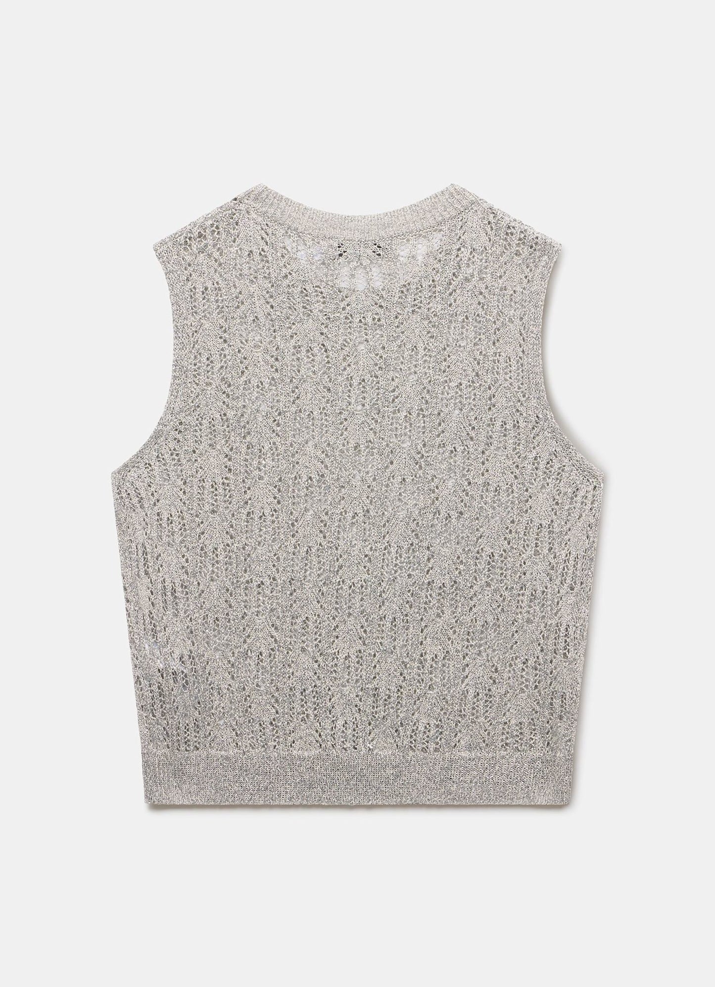 Silver Metallic Knit Tank Top