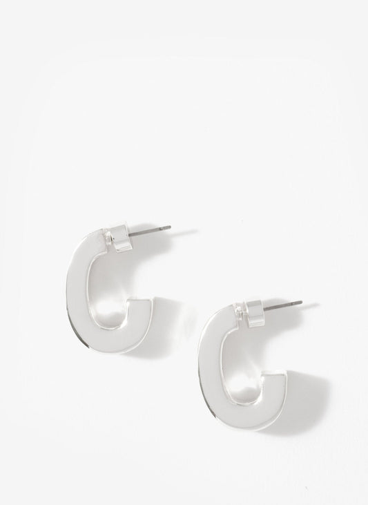 Silver Tone Curved Earrings