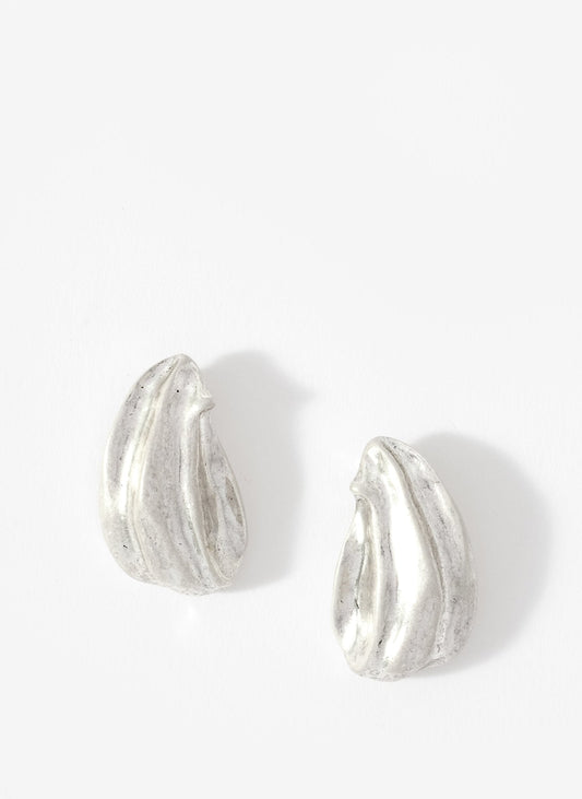 Silver Tone Textured Stud Earrings