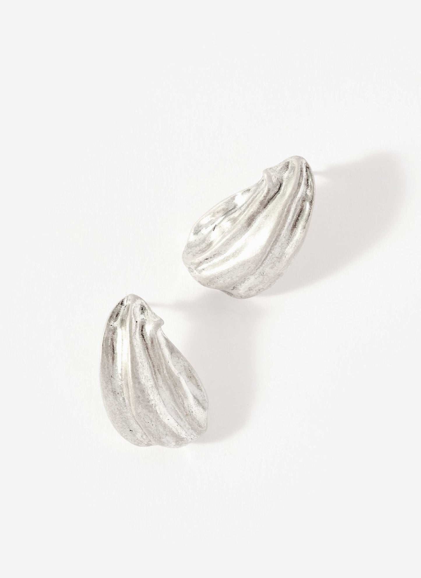 Silver Tone Textured Stud Earrings