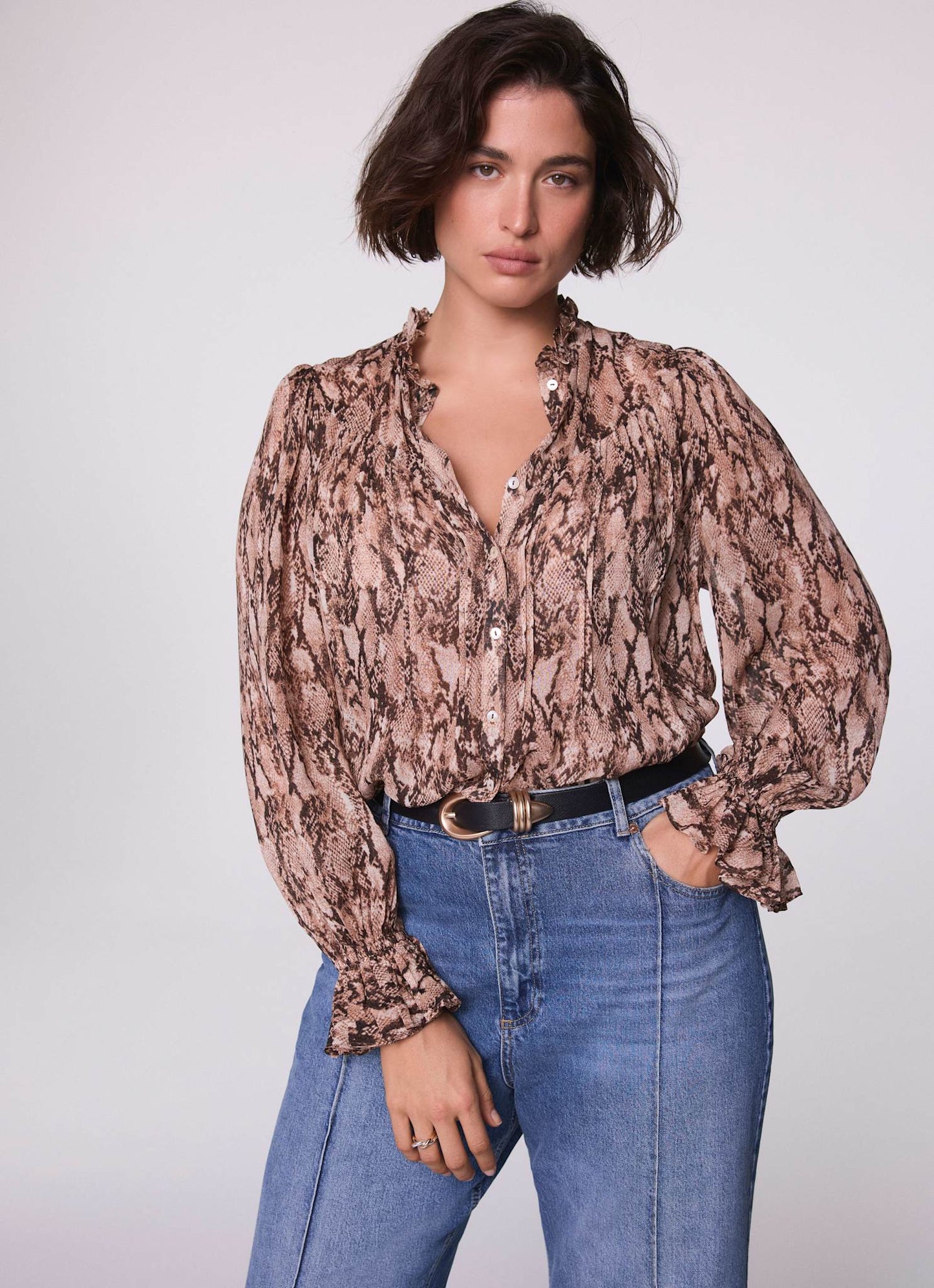 Brown Snake Print Blouse