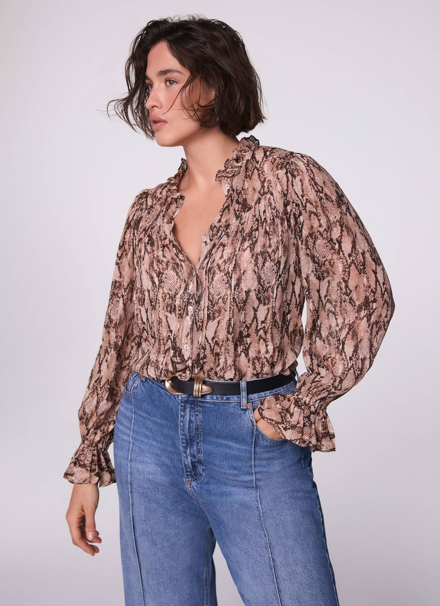 Brown Snake Print Blouse