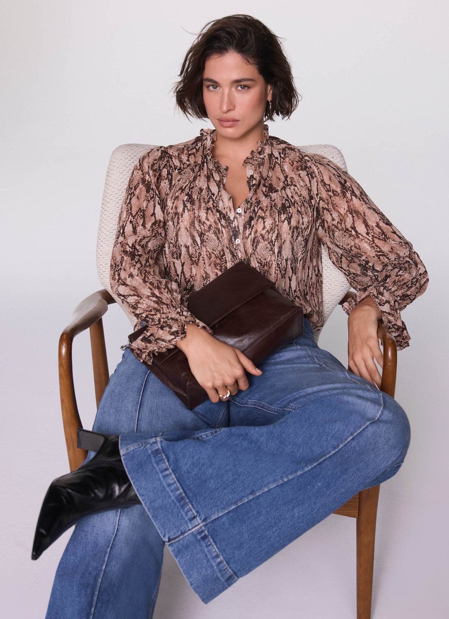 Brown Snake Print Blouse