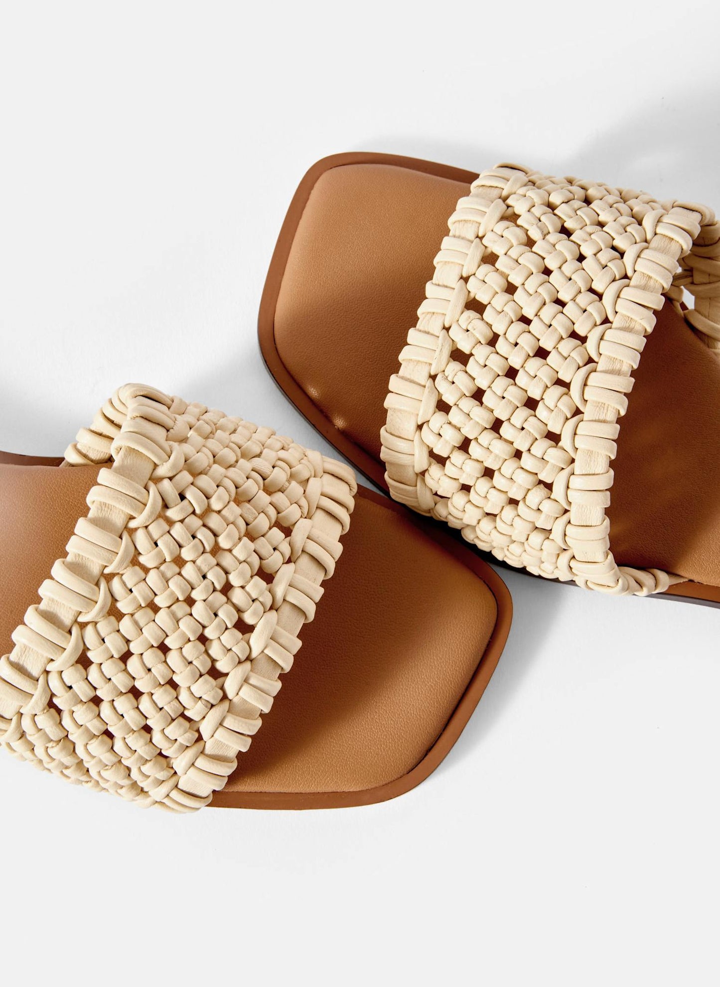 Sophie Cream Leather Woven Sliders