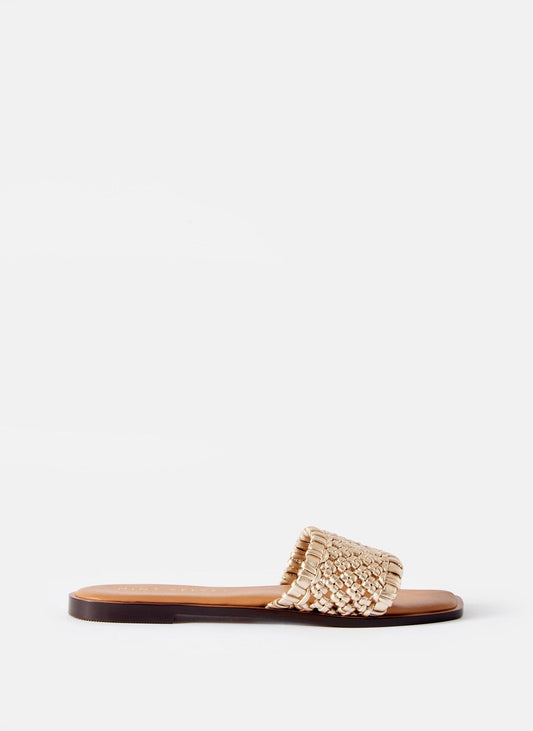 Sophie Gold Leather Woven Sliders