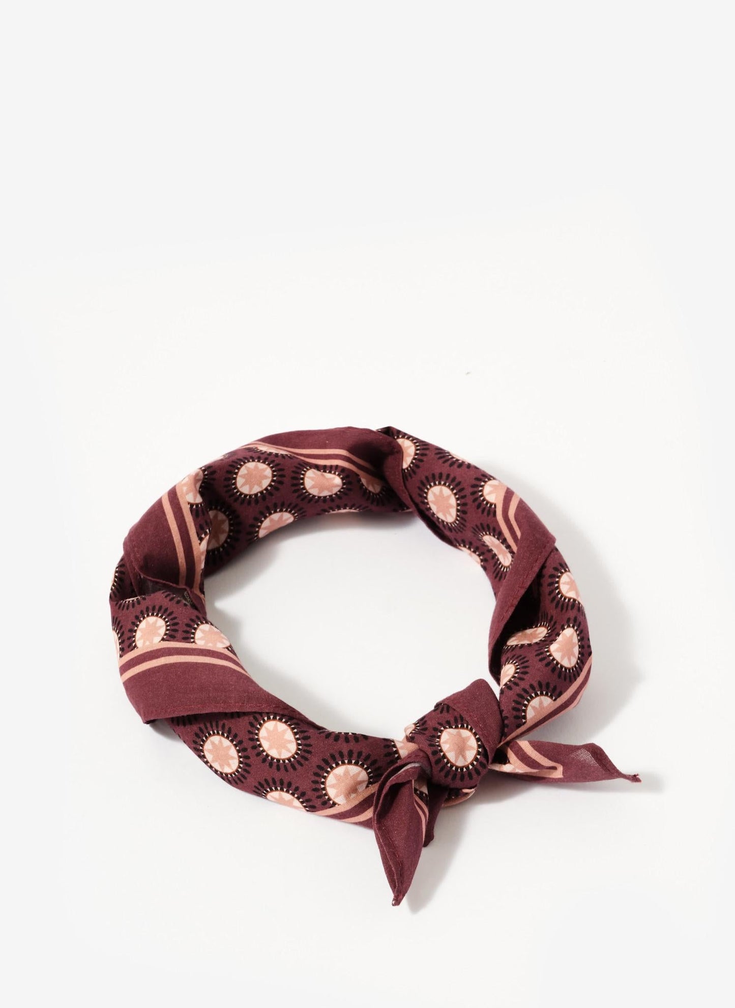 Burgundy Geometric Print Square Neck Scarf