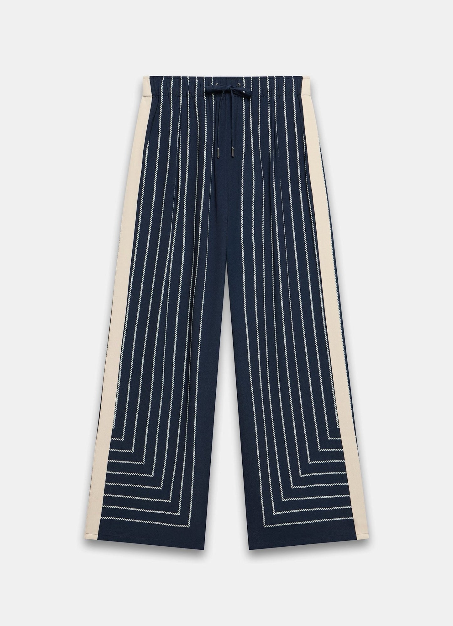 Navy Striped Wide Trousers