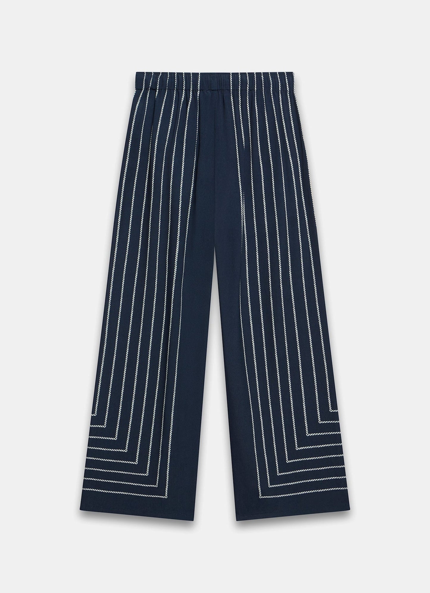 Navy Striped Wide Trousers