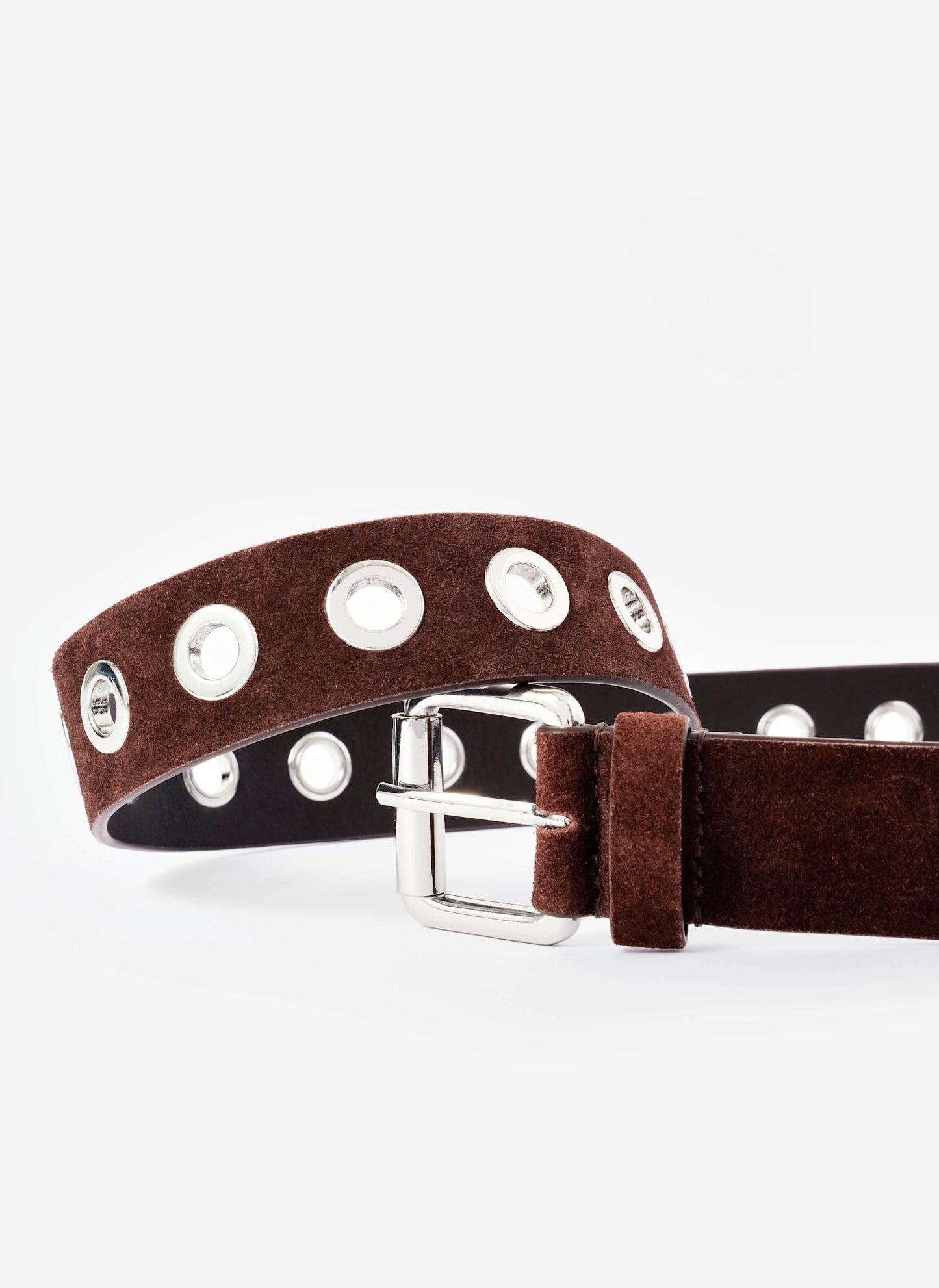 Brown Suede Eyelet Belt