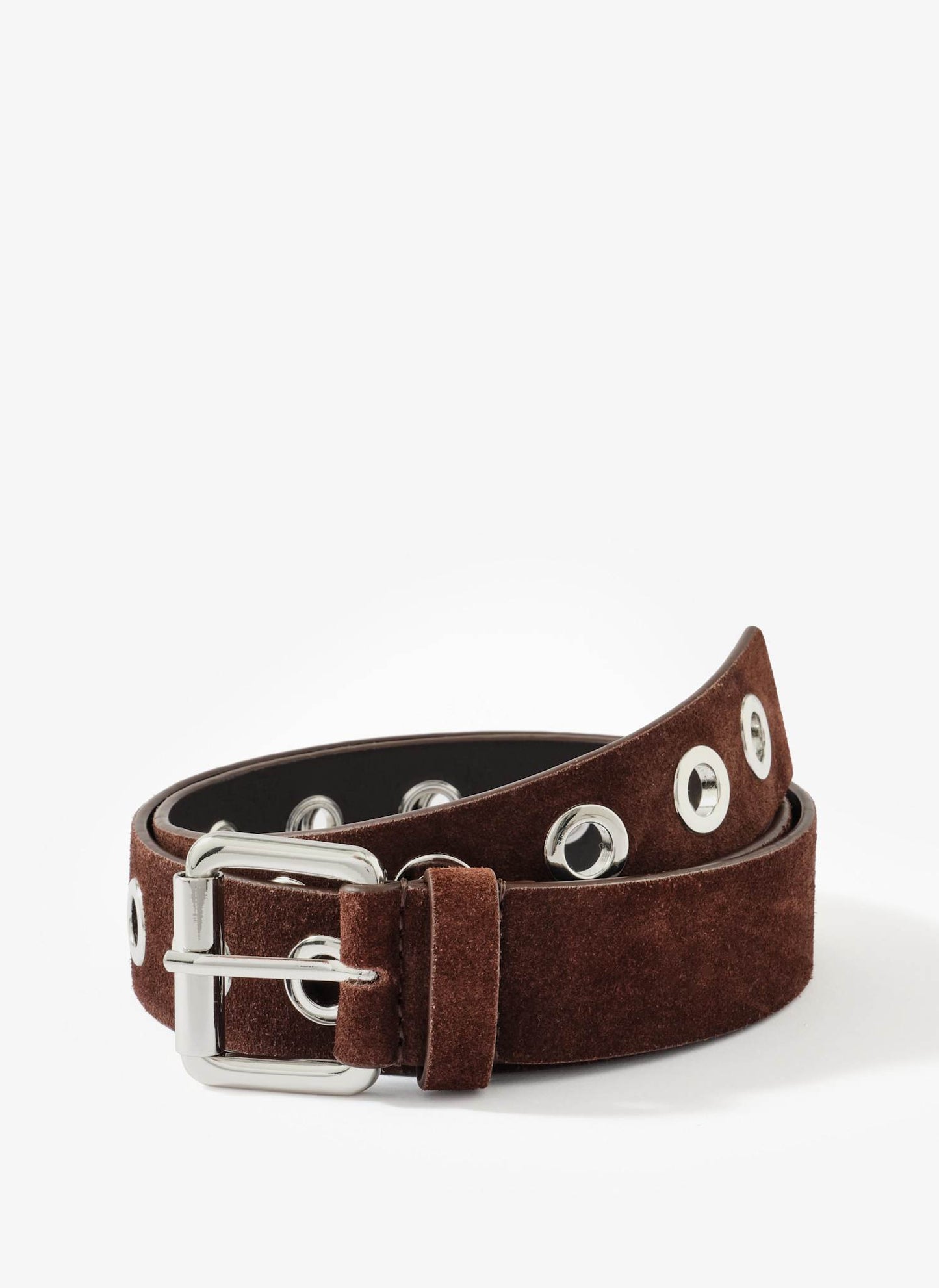Brown Suede Eyelet Belt