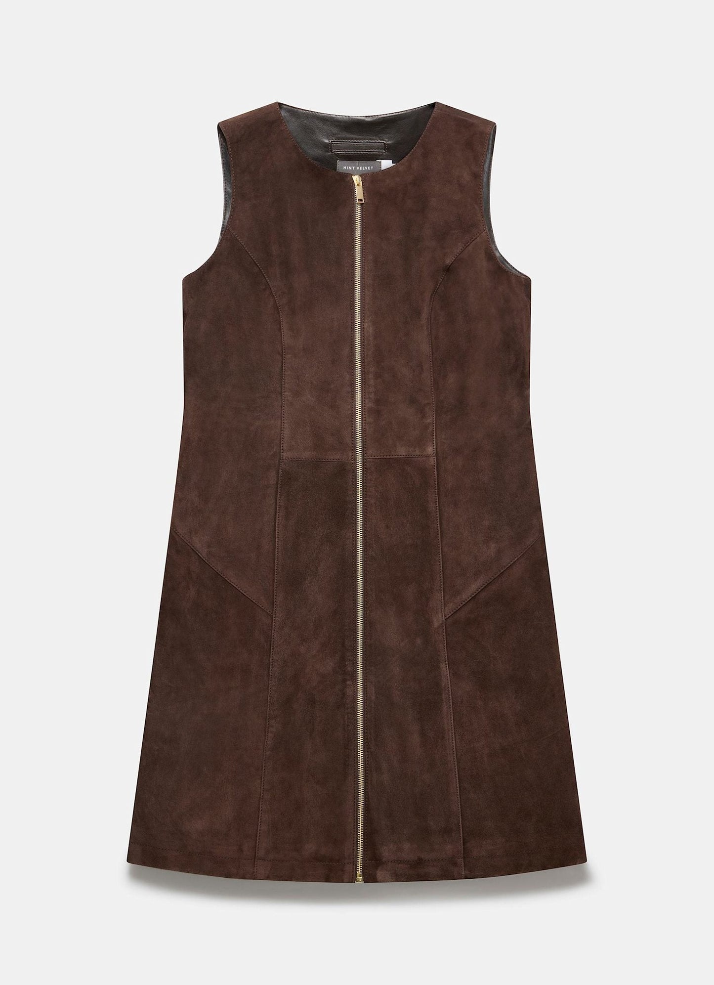 Brown Suede Shift Mini Dress