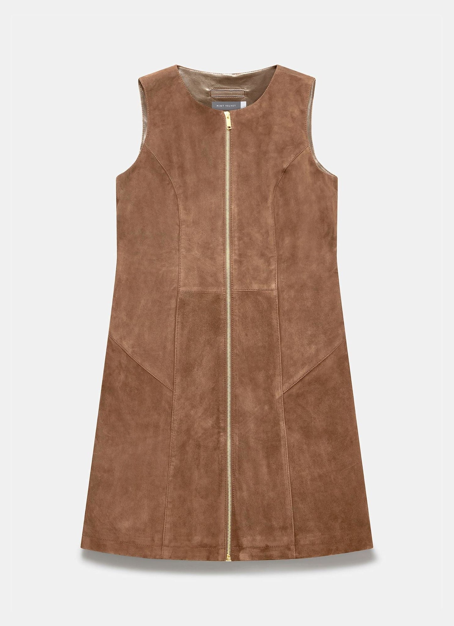 Neutral Suede Shift Mini Dress