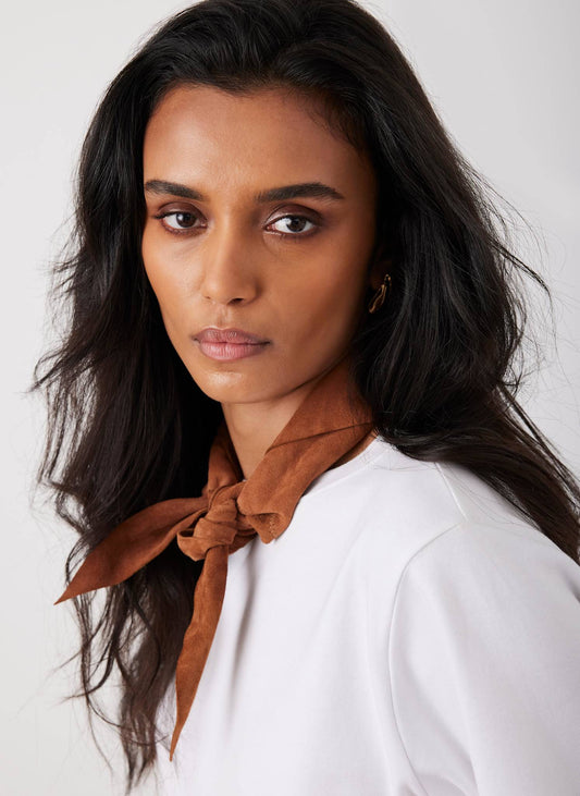Tan Suede Triangle Neck Scarf