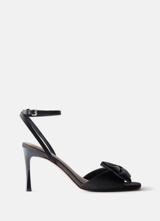 Noa Black Satin Bow Detail High Heels