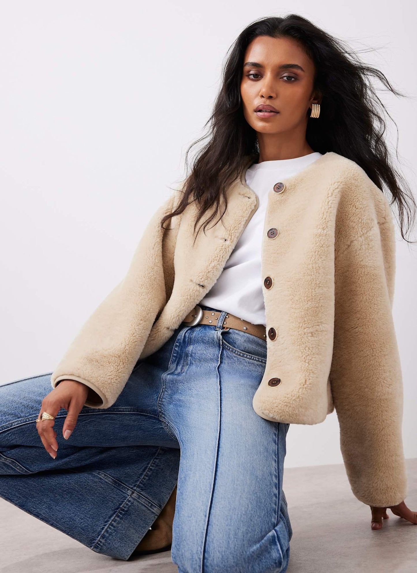 Neutral Borg Collarless Jacket