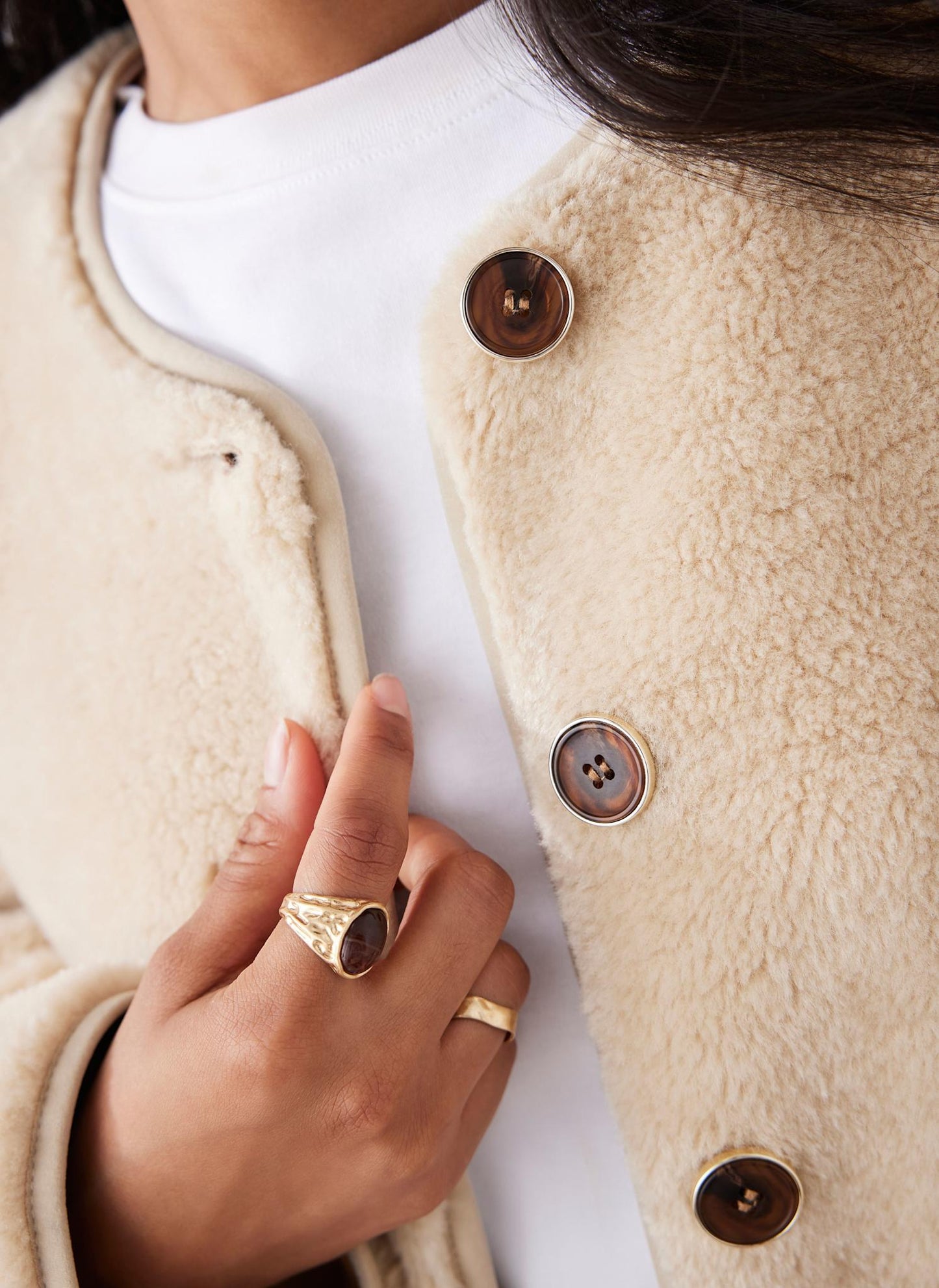 Neutral Borg Collarless Jacket