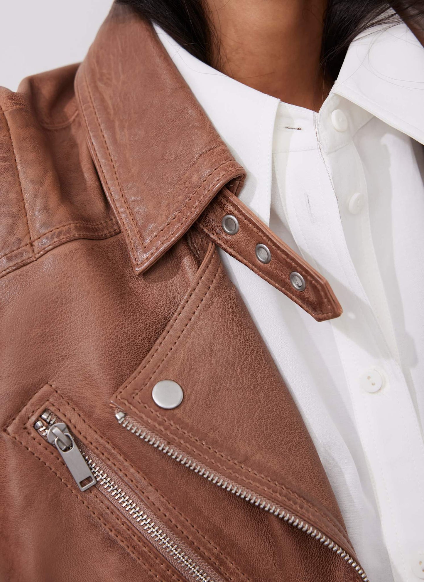 Tan Casual Leather Jacket