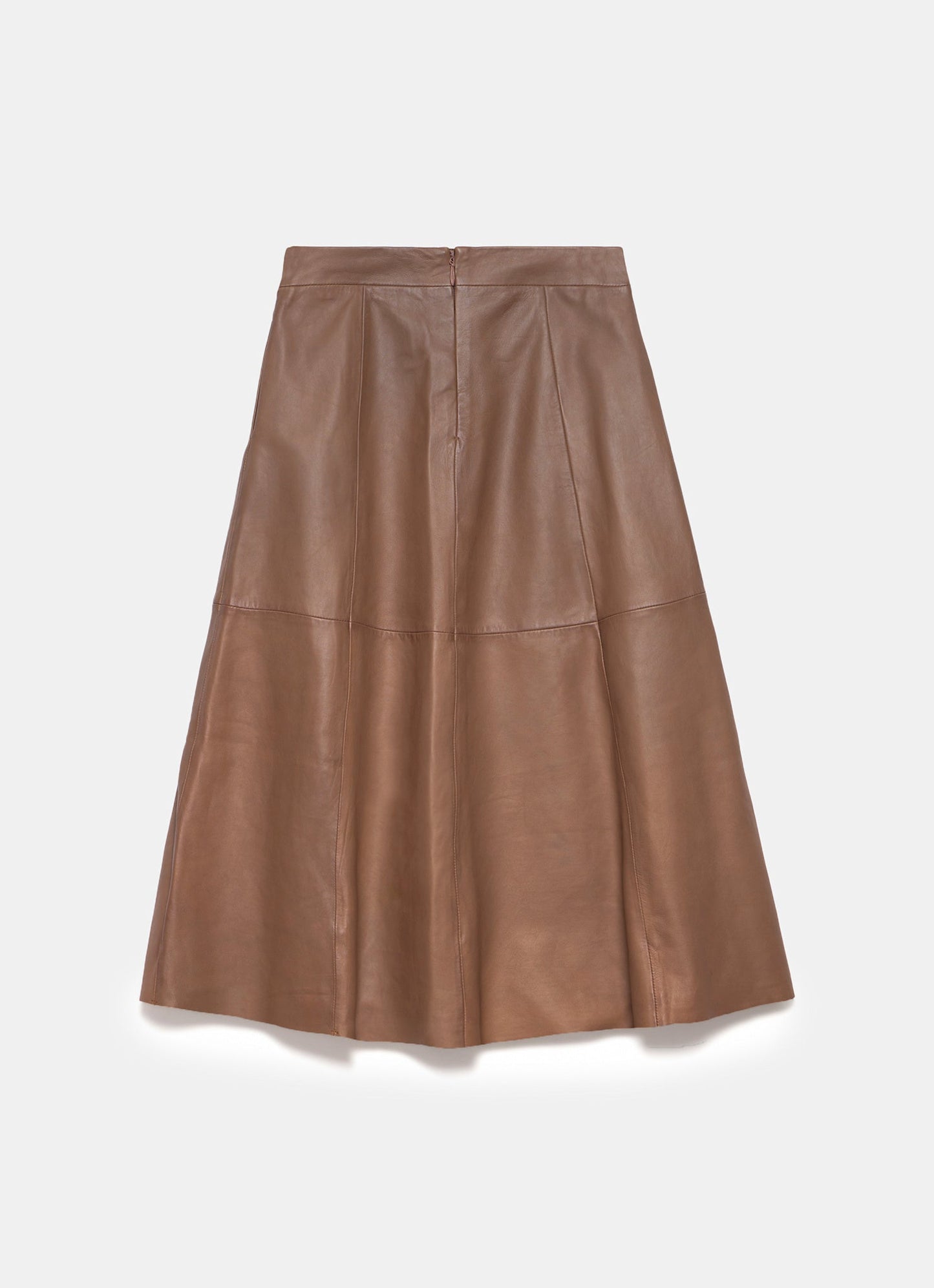 Tan Leather Midi Skirt
