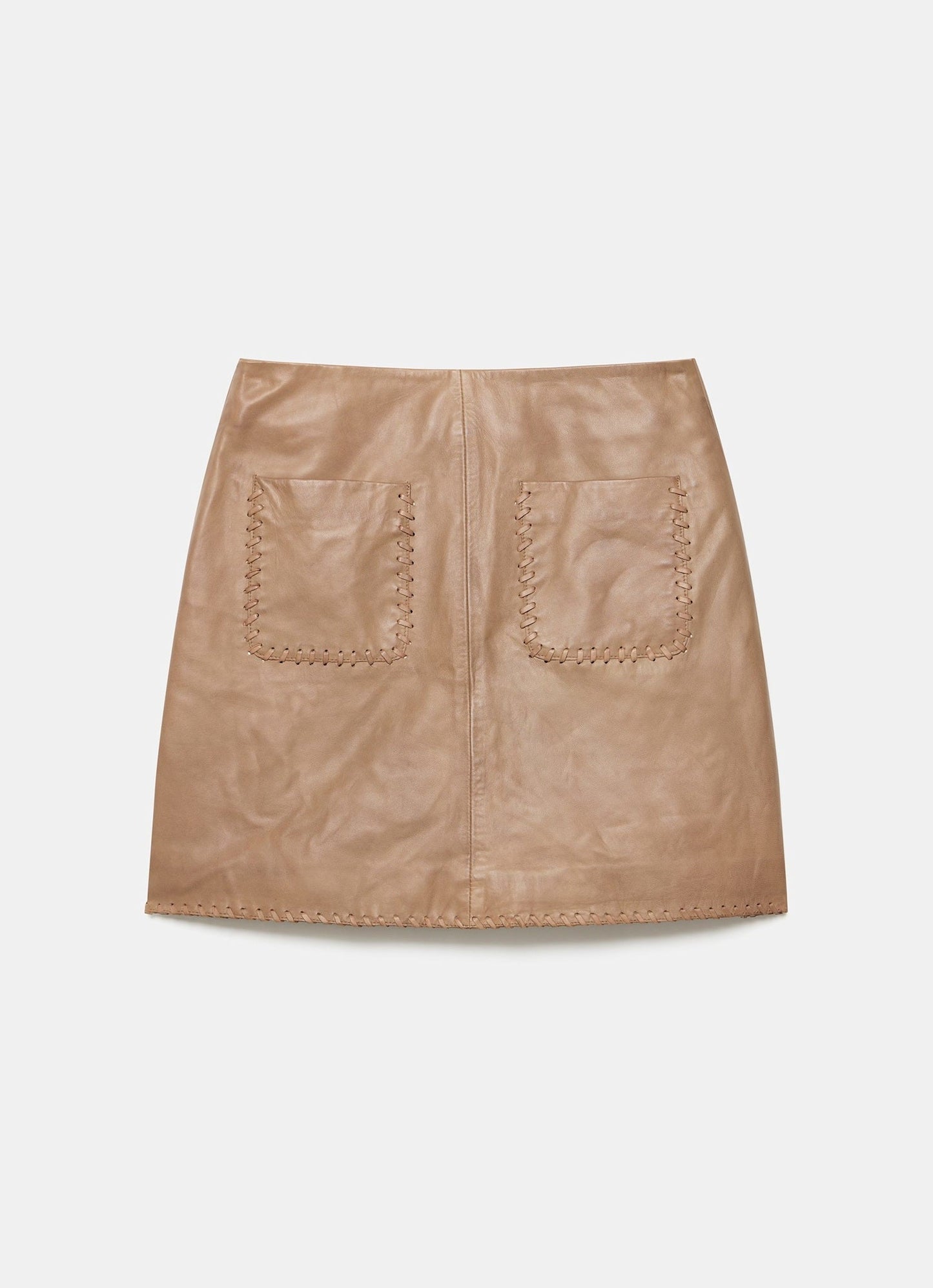 Tan Leather Mini Skirt