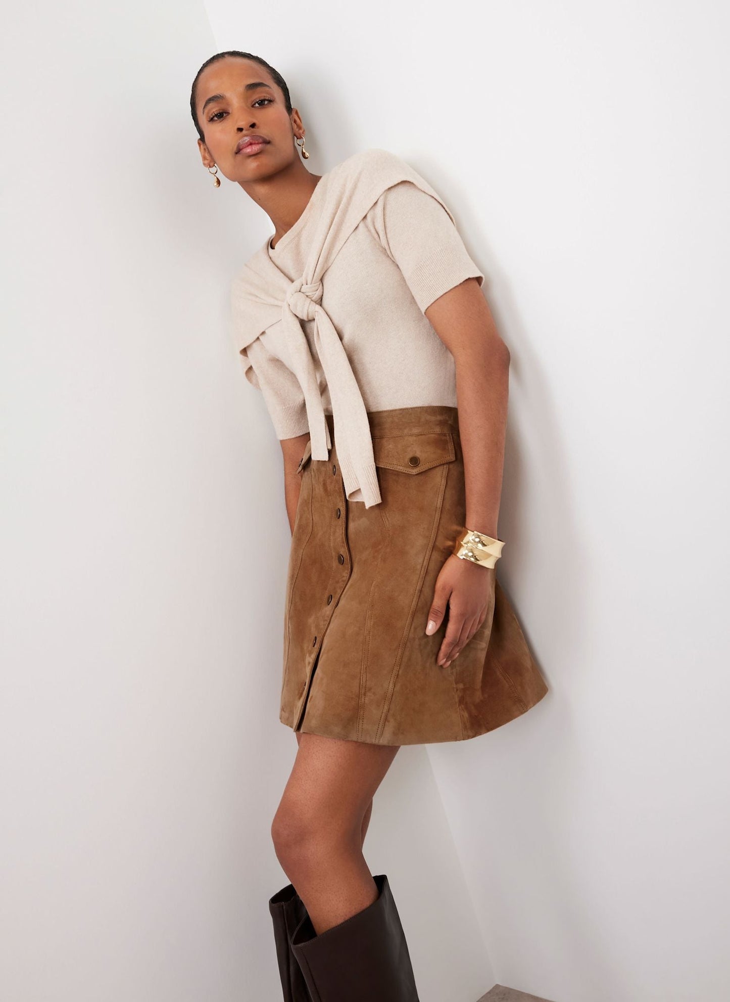 Tan Suede Mini Skirt