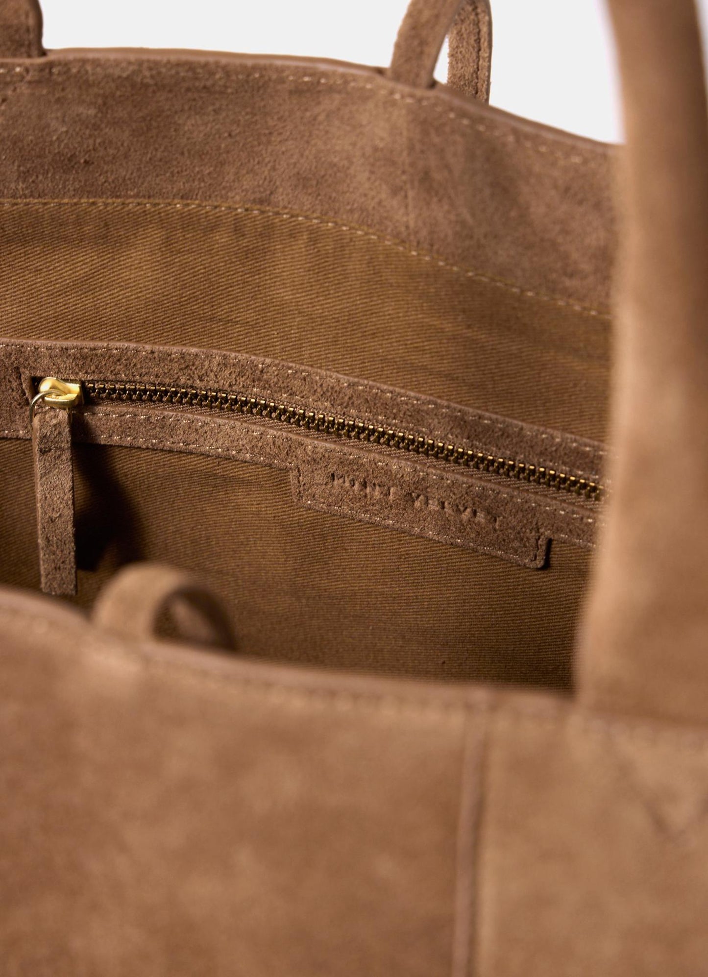 Tan Suede Woven Tote Bag