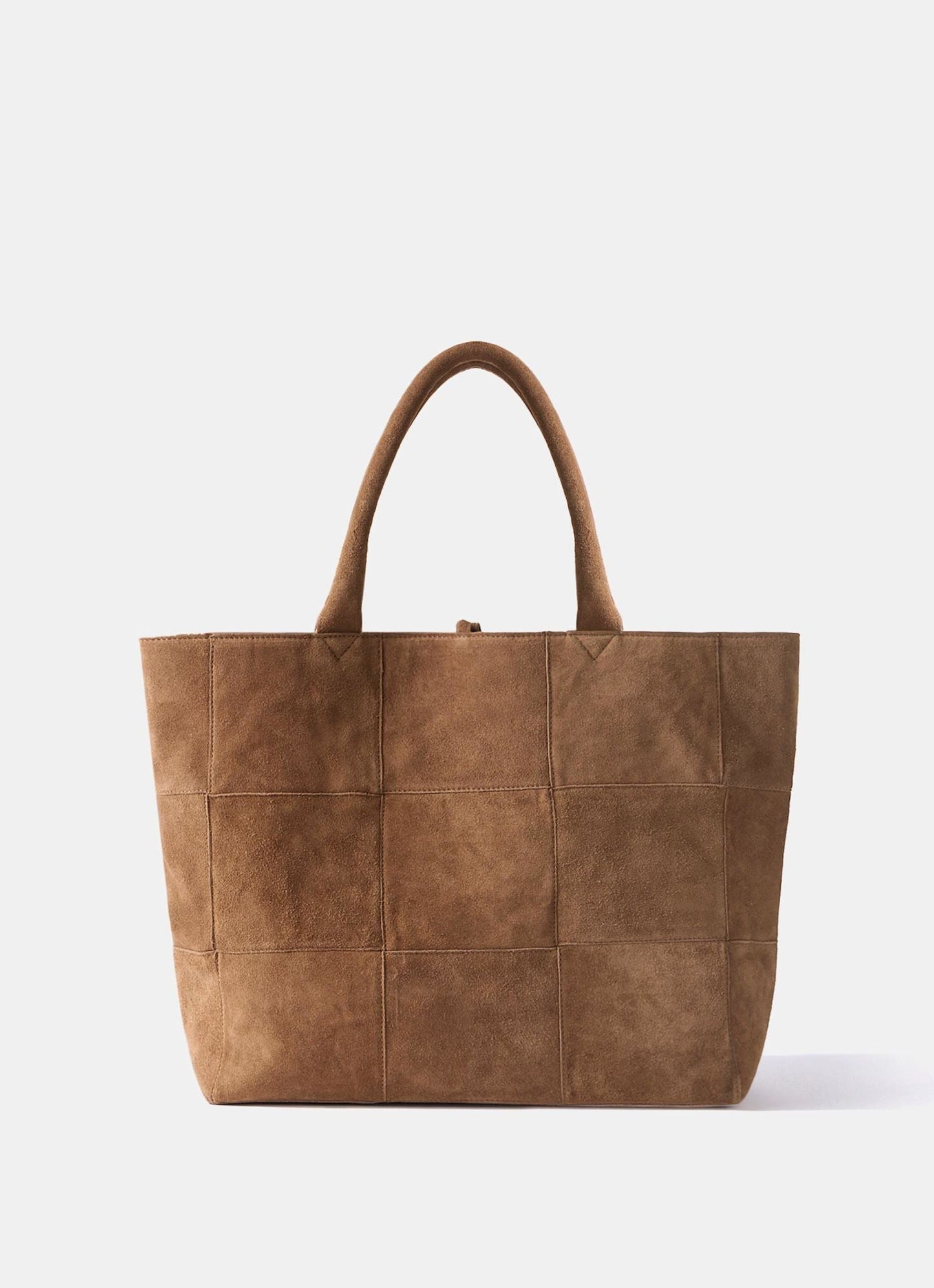 Tan Suede Woven Tote Bag