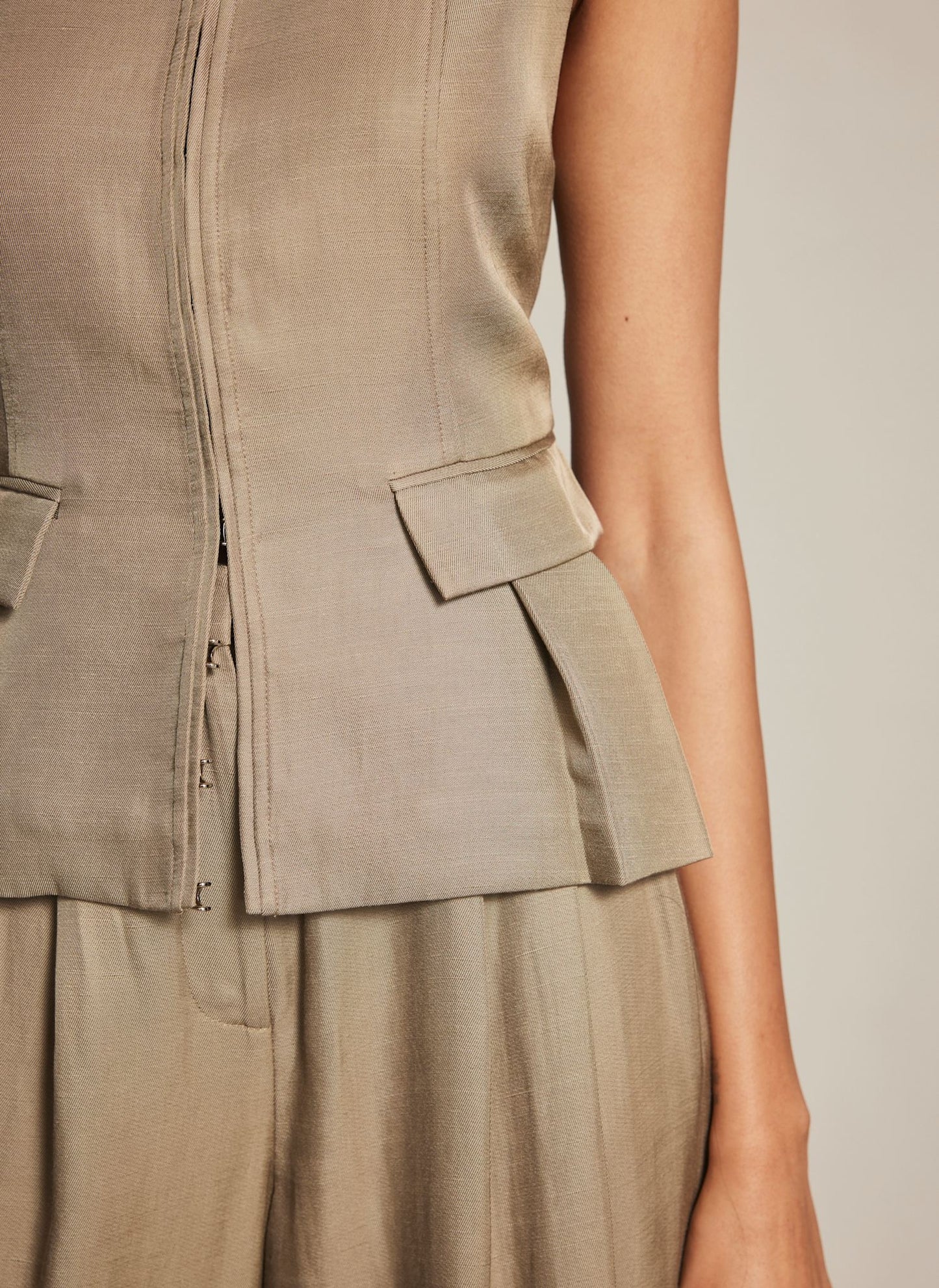 Taupe Tie Back Waistcoat