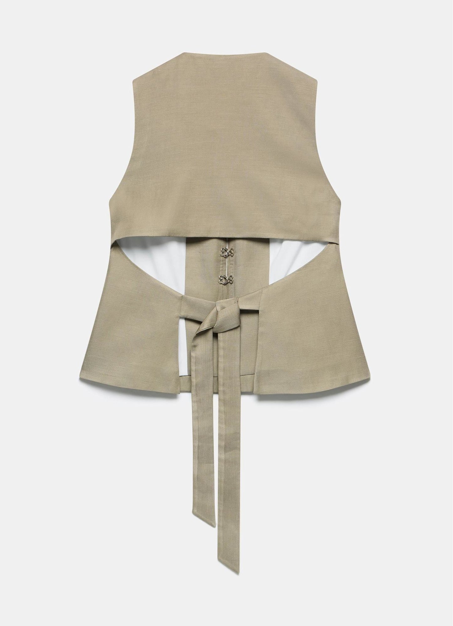 Taupe Tie Back Waistcoat