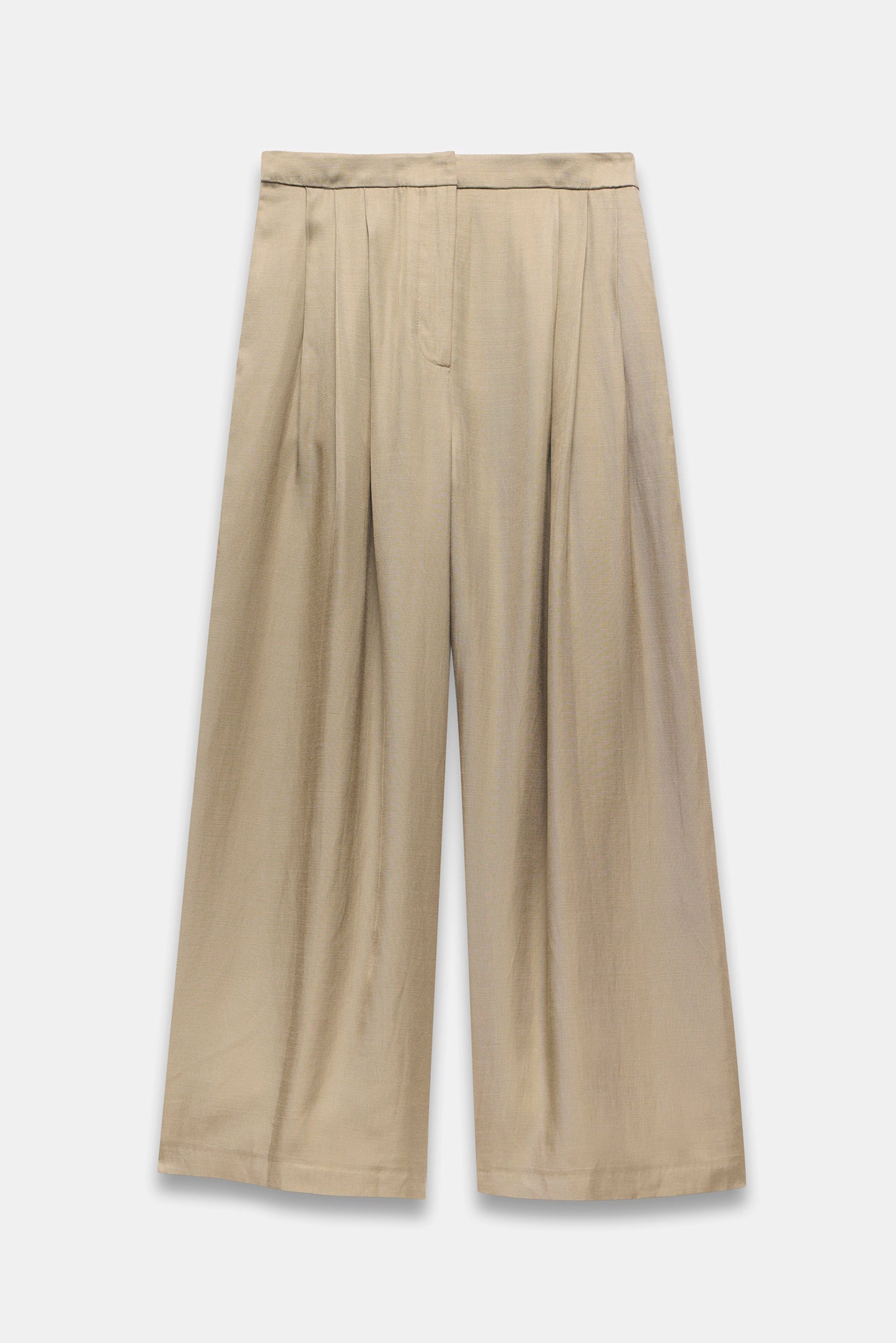 Taupe Pleated Wide Trousers