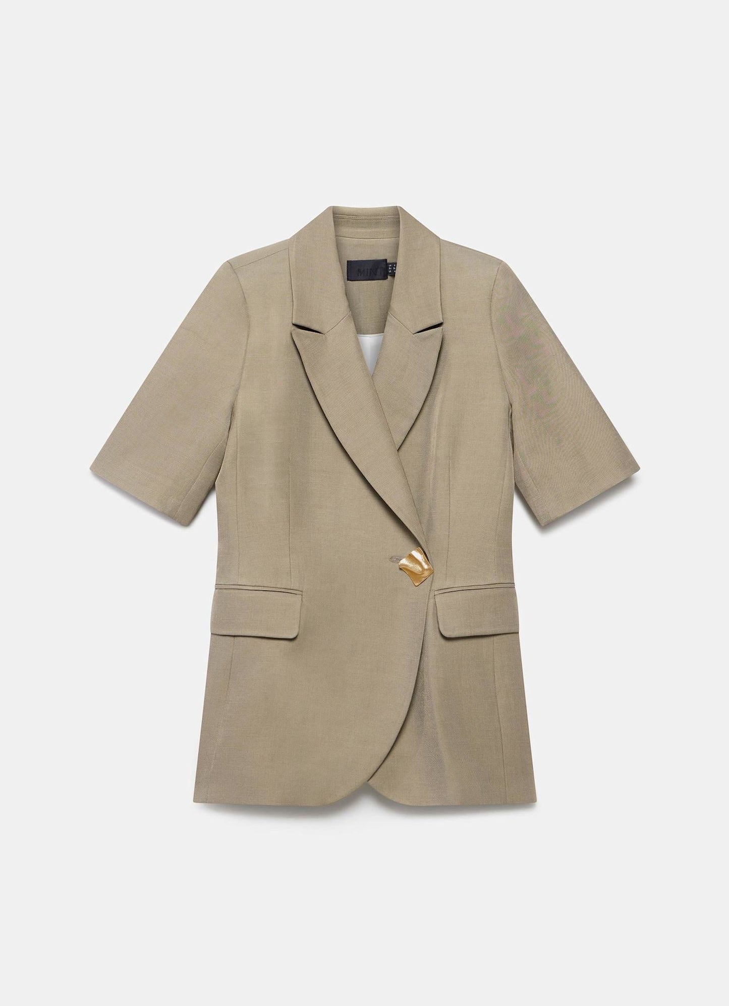 Taupe Short Sleeve Longline Blazer