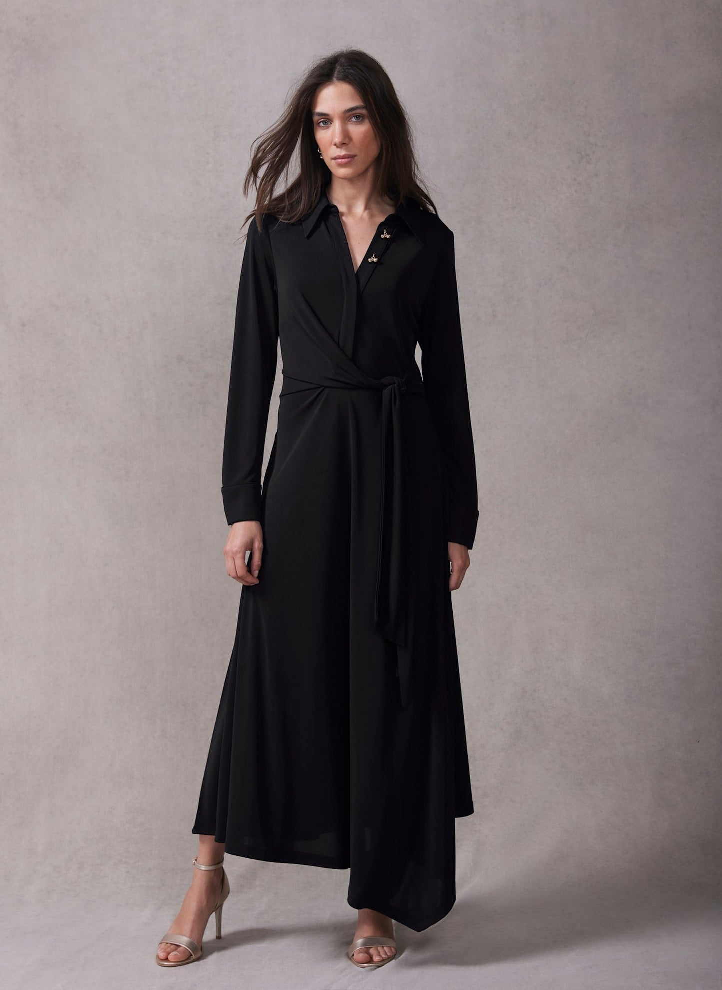 Black Tie Front Maxi Dress