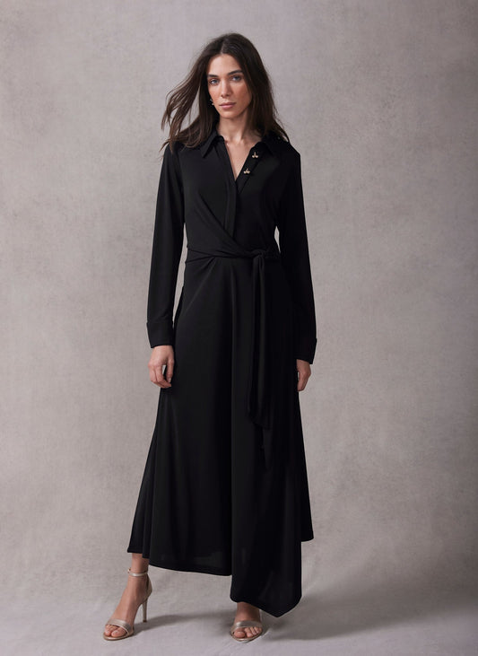 Black Tie Front Maxi Dress