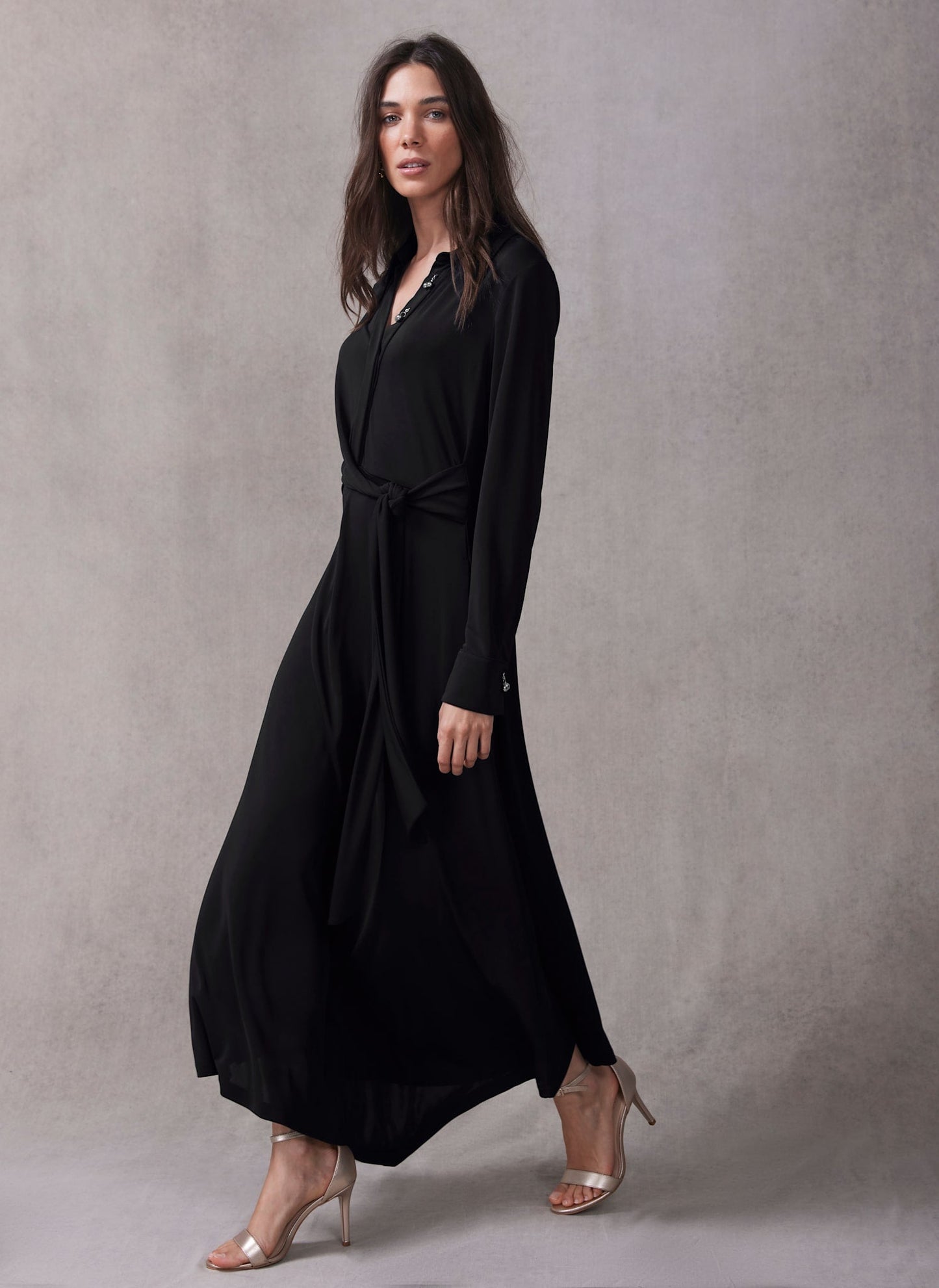 Black Tie Front Maxi Dress