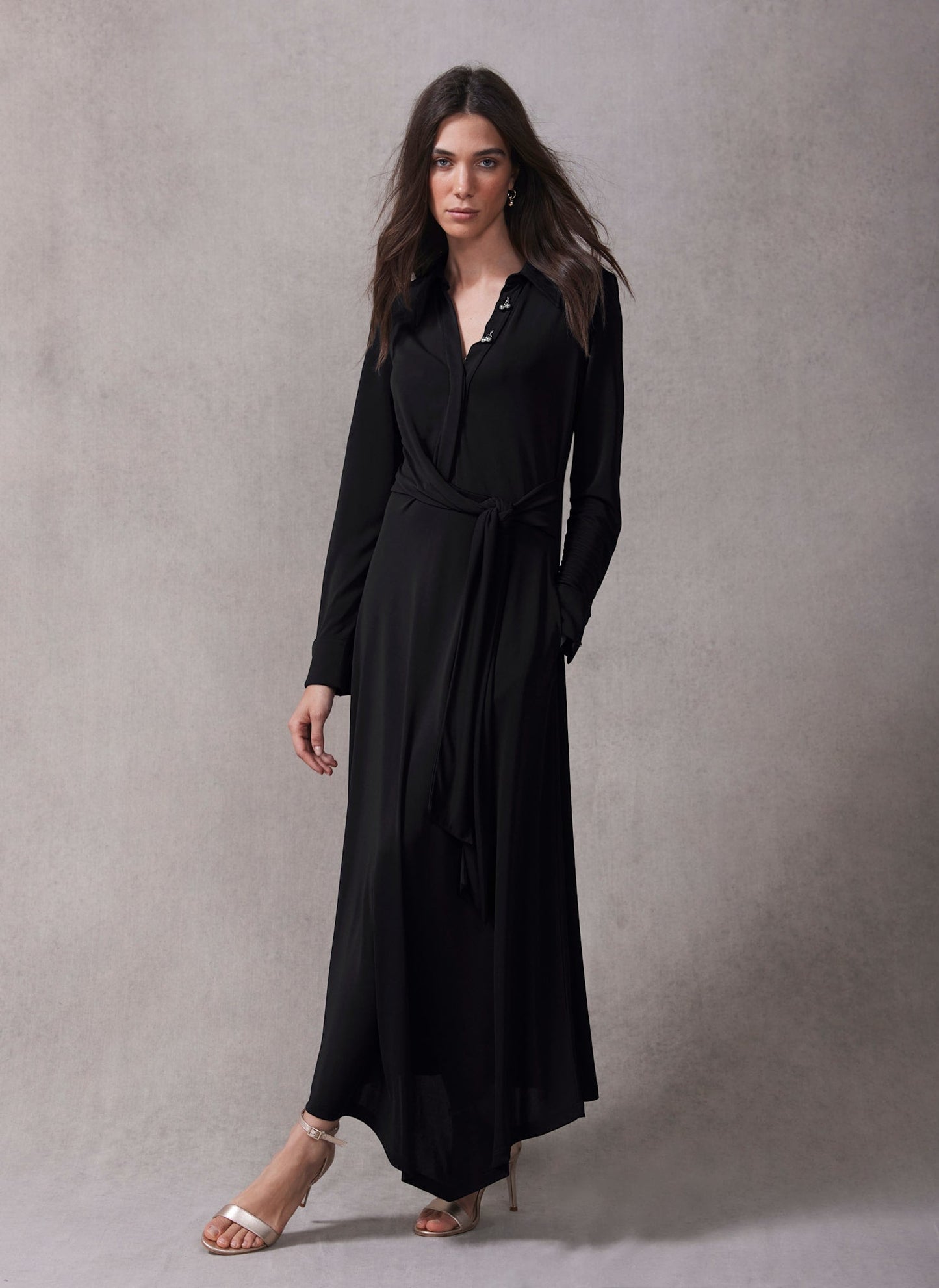 Black Tie Front Maxi Dress