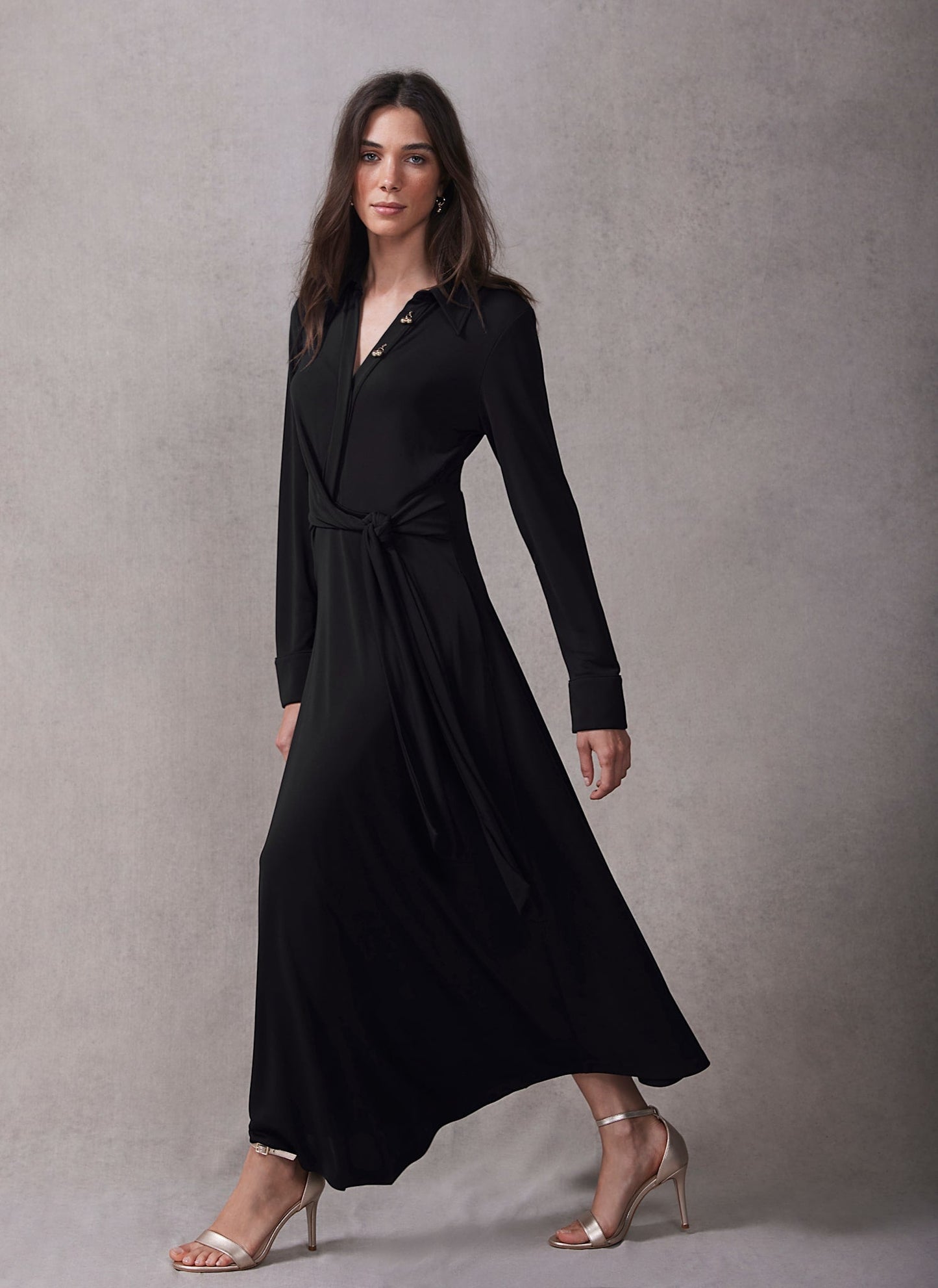 Black Tie Front Maxi Dress