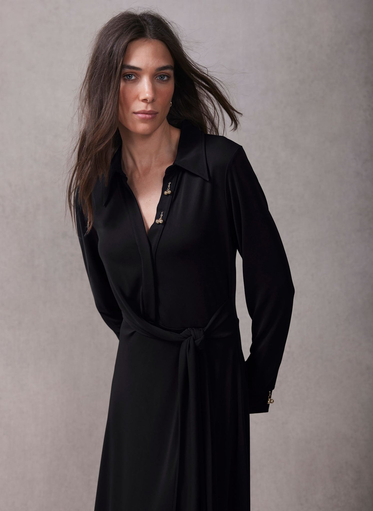 Black Tie Front Maxi Dress