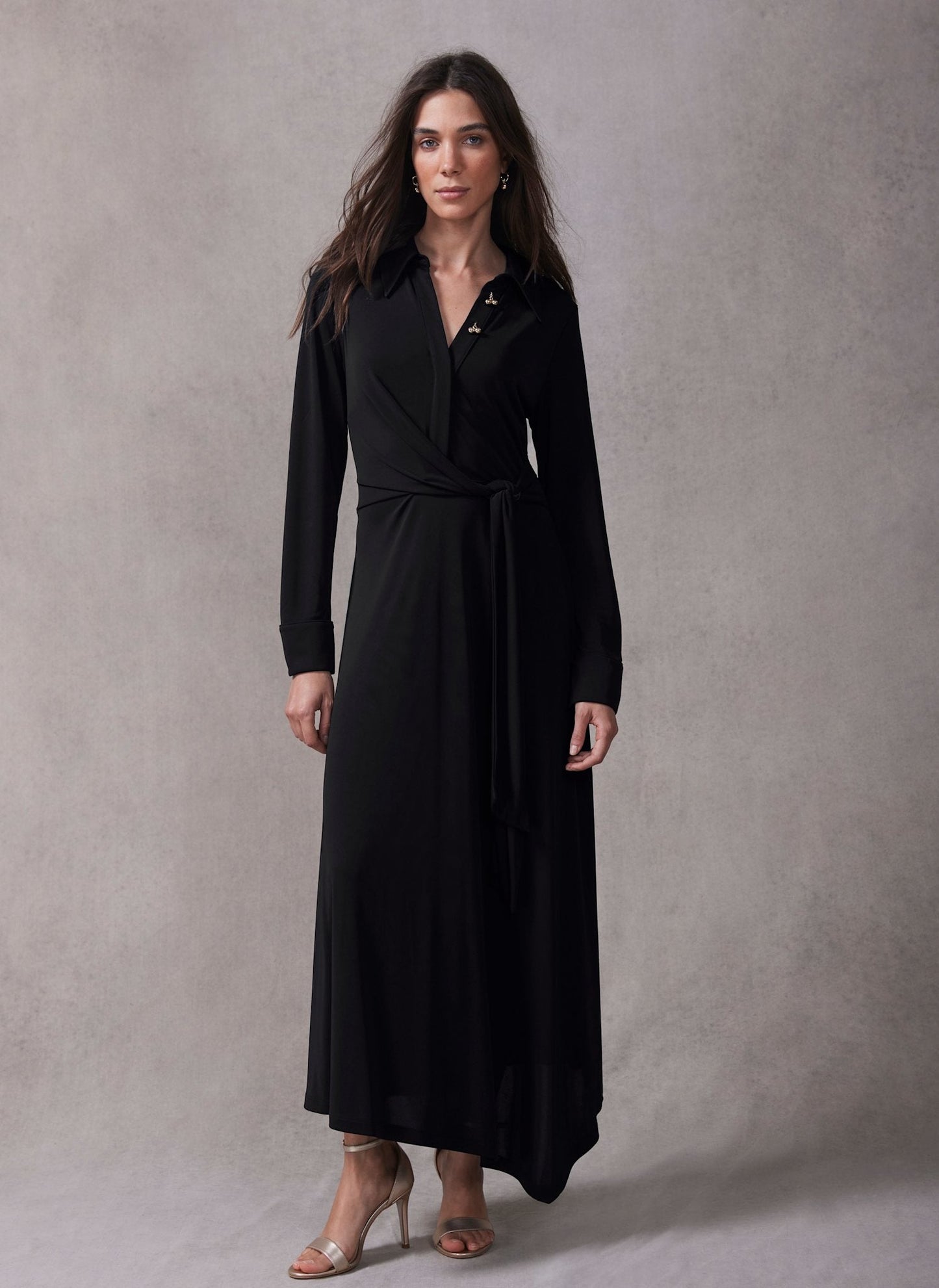 Black Tie Front Maxi Dress