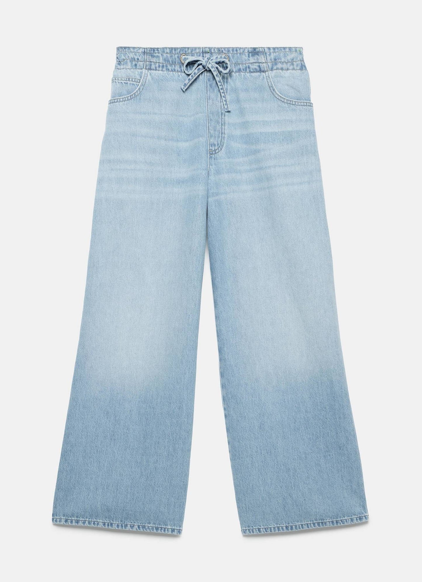 Light Indigo Wide Leg Tie Waist Jeans