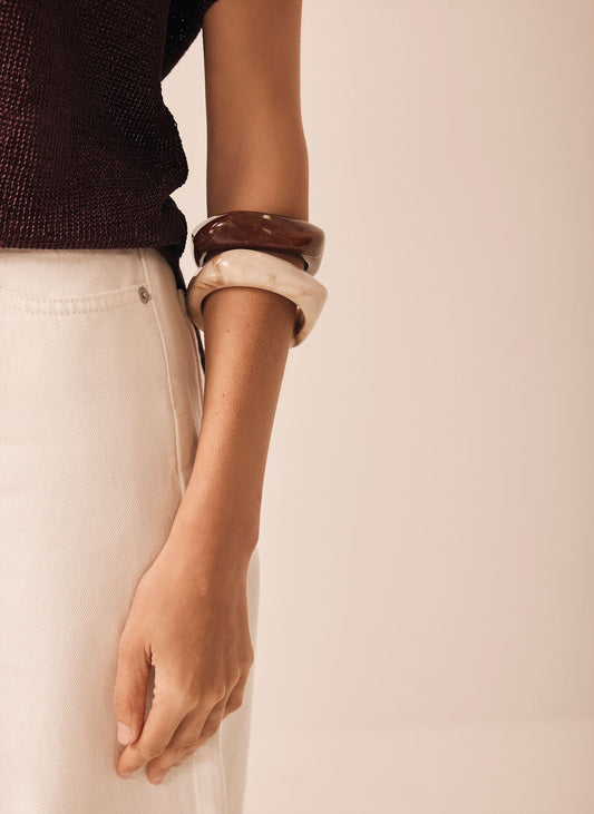 Neutral Two Pack Resin Bangle Set