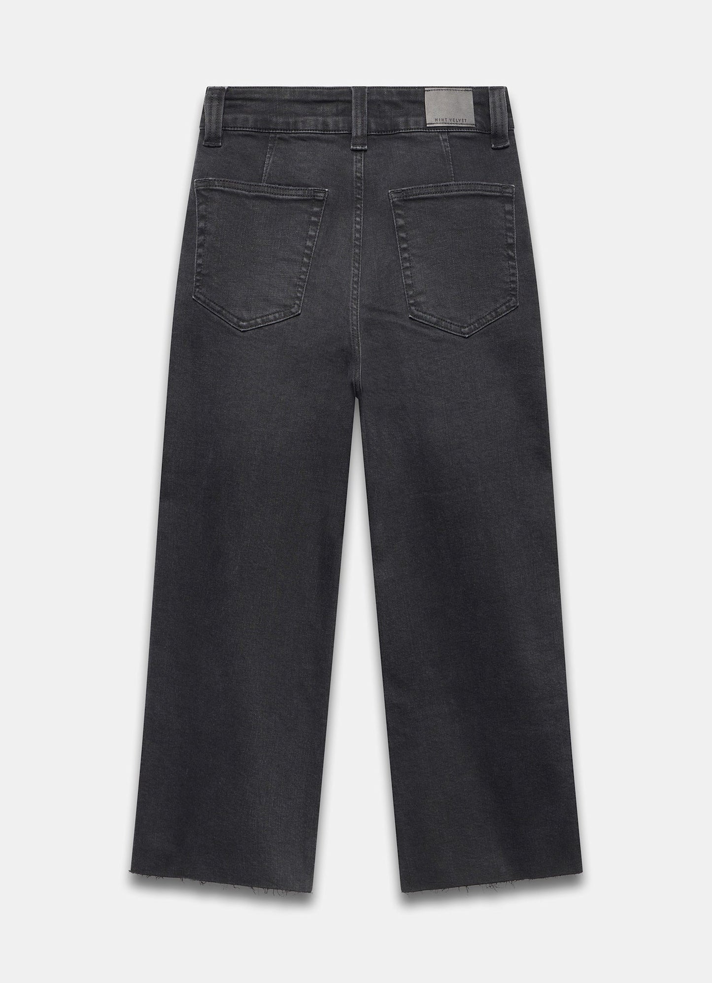 Washed Black Cropped Wide Jeans
