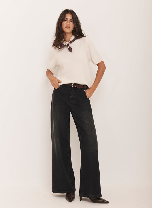 Washed Black Wide Jeans