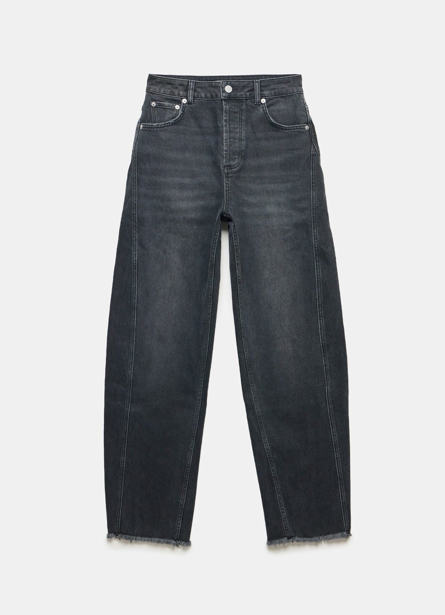 Washed Black Barrel Leg Jeans