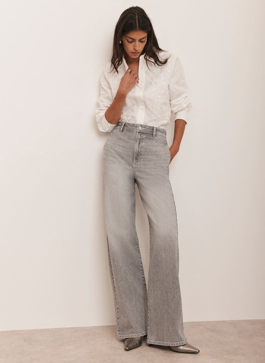 Washed Grey Wide Jeans