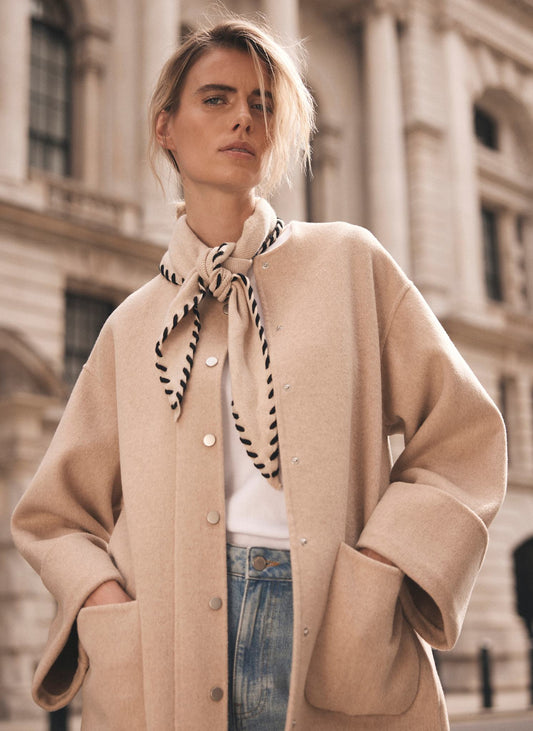 Neutral Whipstitch Triangle Neck Scarf