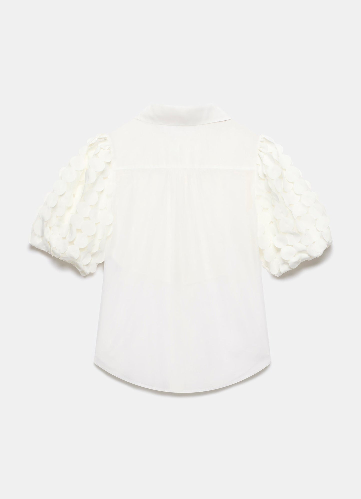 White Organza Puff Sleeve Shirt