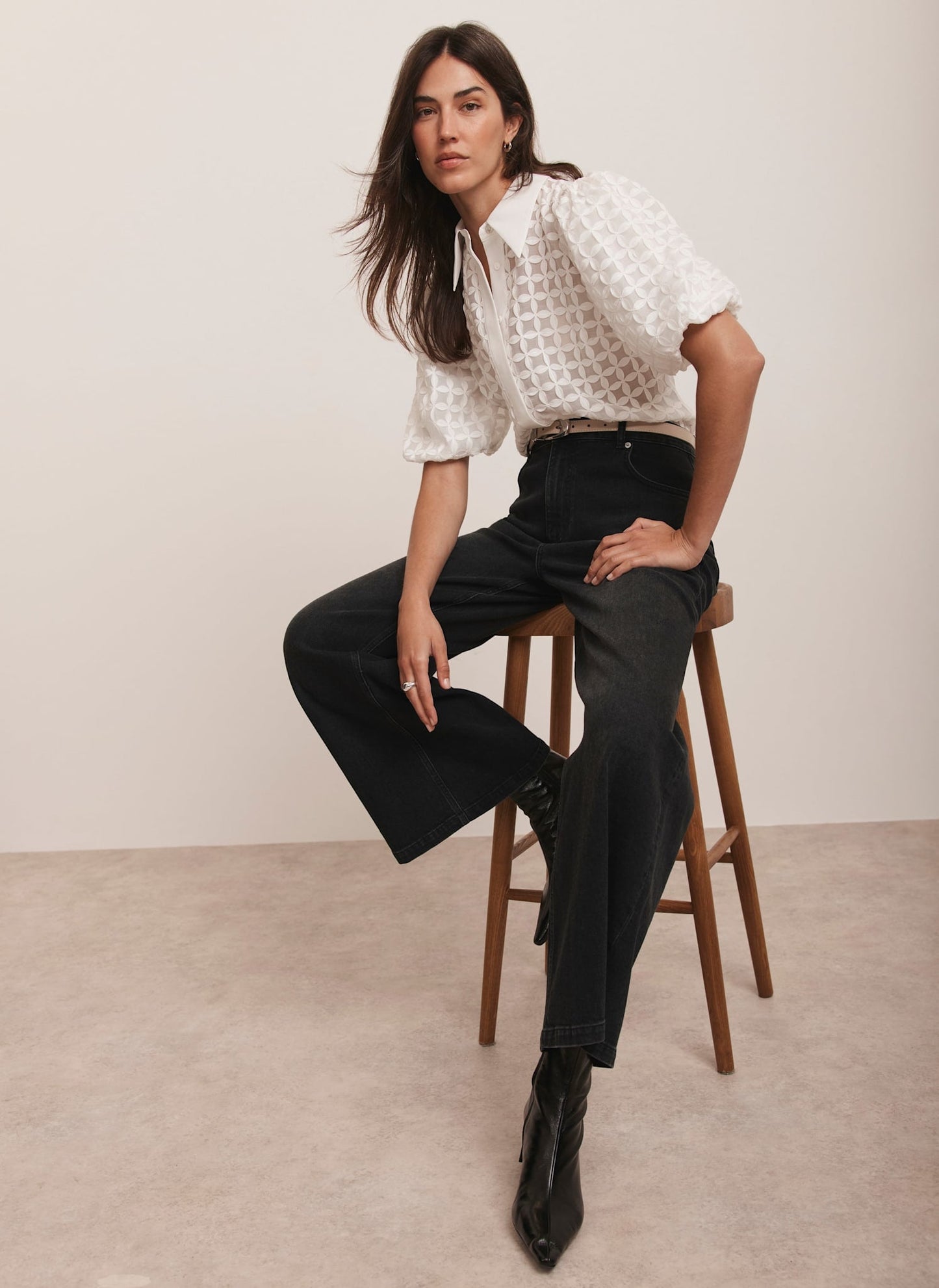 White Applique Petal Shirt