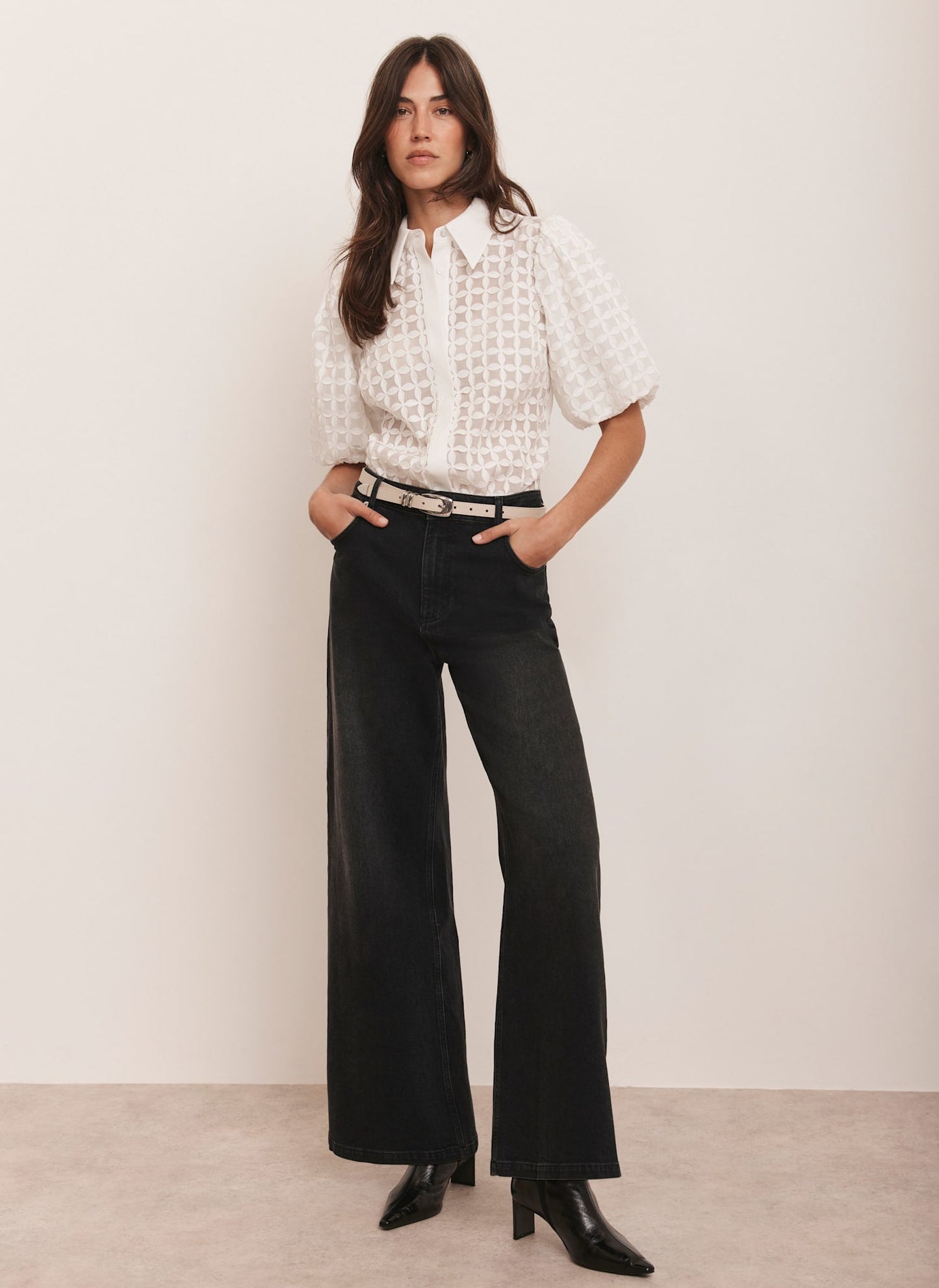 White Applique Petal Shirt
