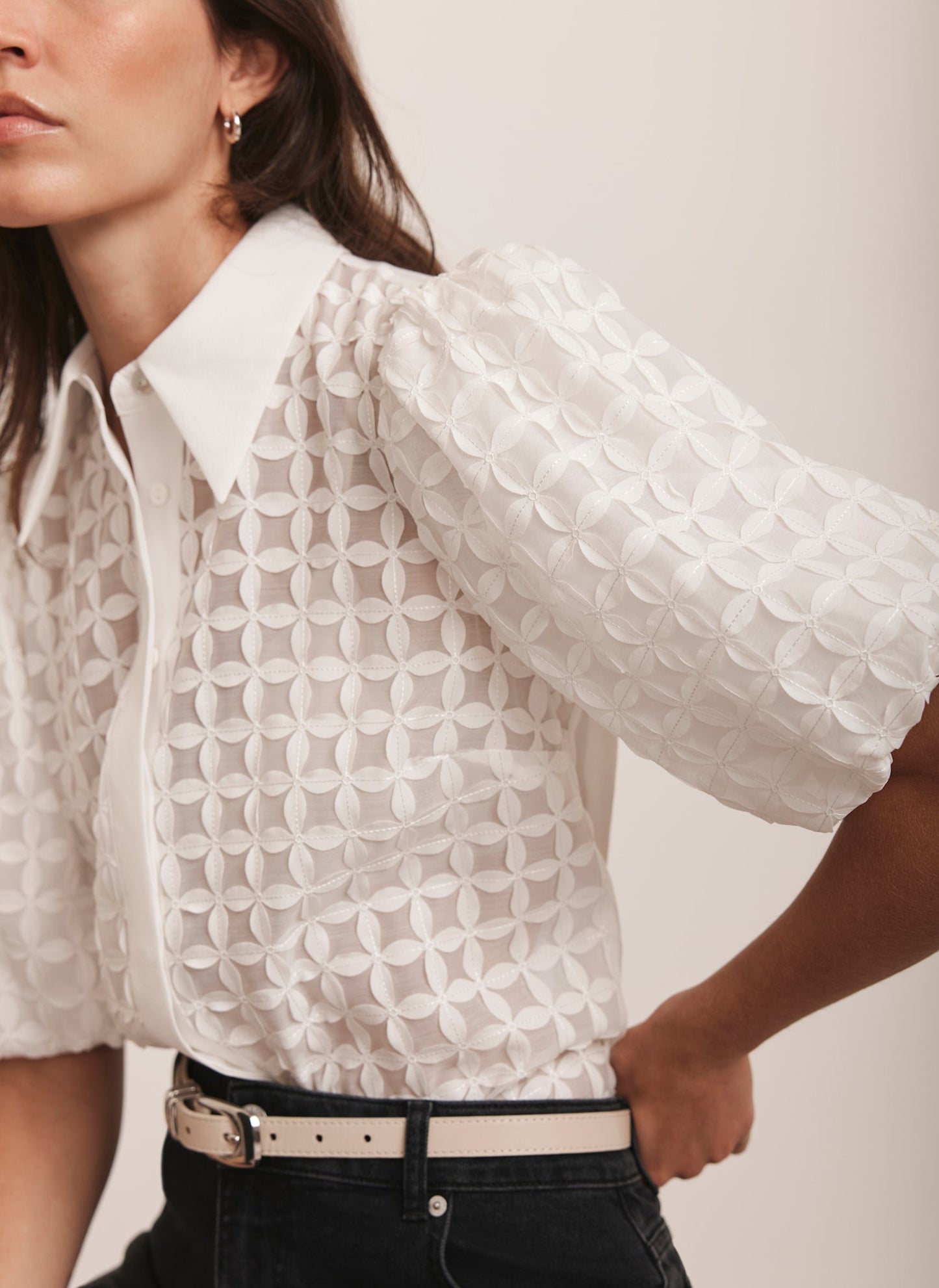 White Applique Petal Shirt